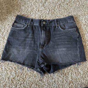 BDG Women's Size 31‎ High Rise Black Distressed Jean Denim Shorts Raw Hem